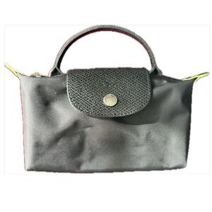 SOLD - LONGCHAMP LE PLIAGE GREEN MINI POUCH - BLACK